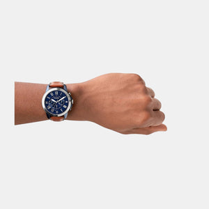 Grant Men Quartz Blue Dial Chronograph Leather Watch FS5151