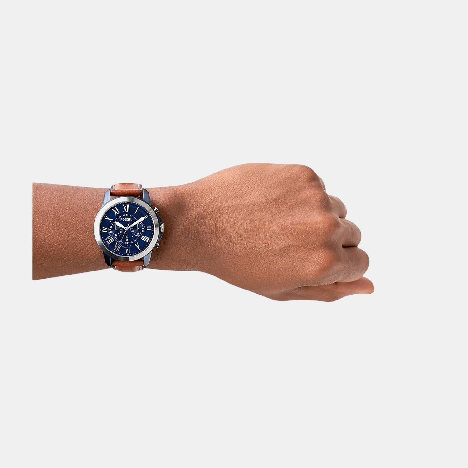 Grant Men Quartz Blue Dial Chronograph Leather Watch FS5151