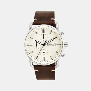Commuter Men Quartz Cream Dial Chronograph Leather Watch FS5402
