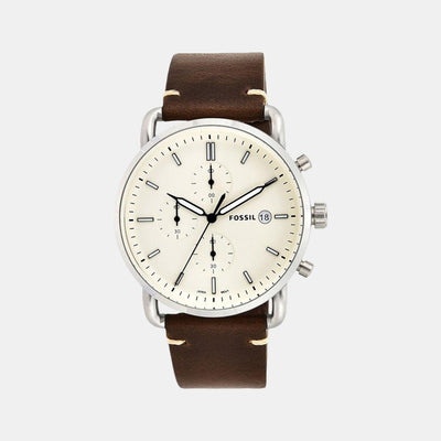 Commuter Men Quartz Cream Dial Chronograph Leather Watch FS5402