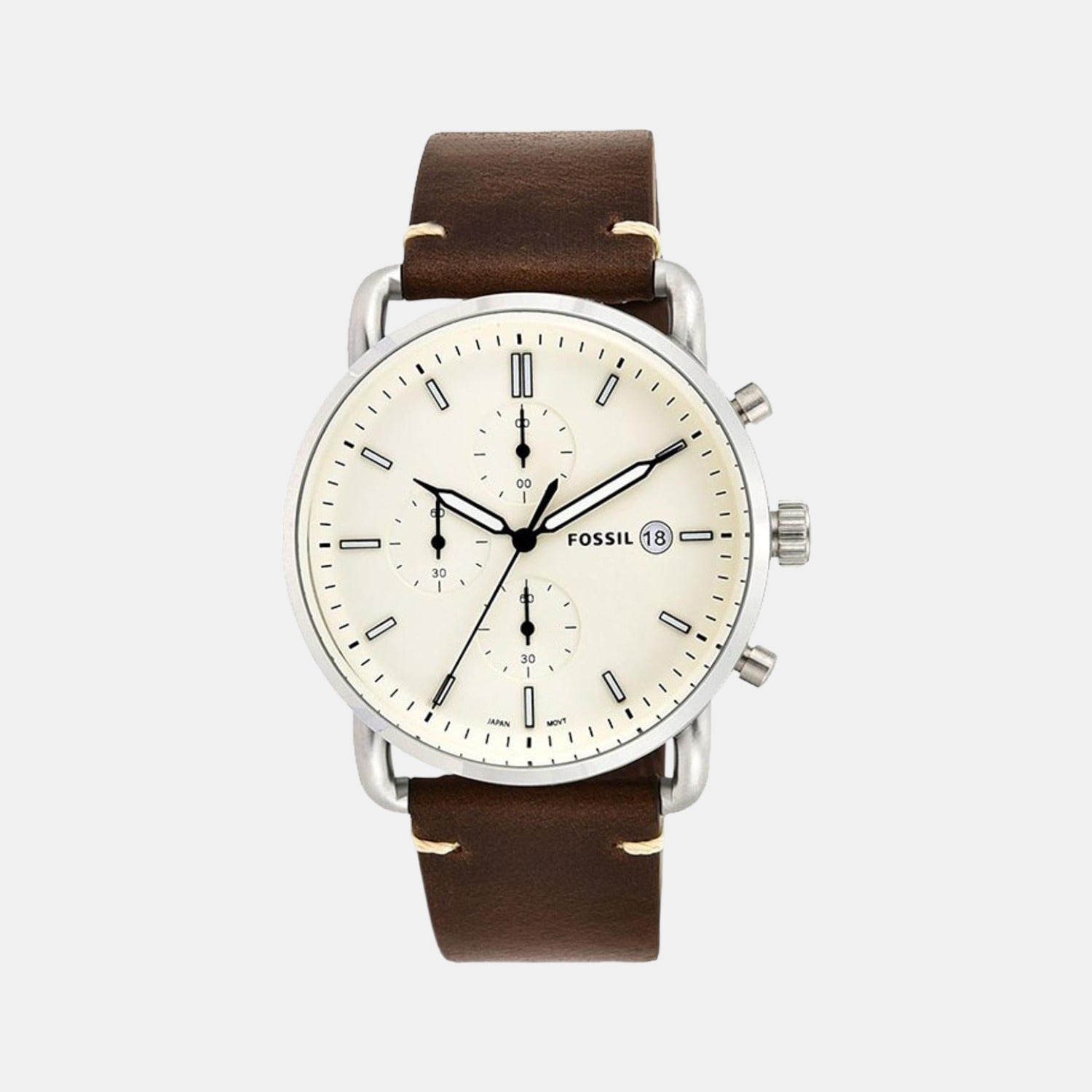 Commuter Men Quartz Cream Dial Chronograph Leather Watch FS5402