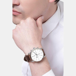 Commuter Men Quartz Cream Dial Chronograph Leather Watch FS5402