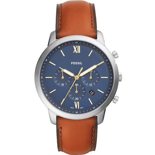 Fossil Neutra Blue Dial & Brown Strap 44 MM Watch for Men