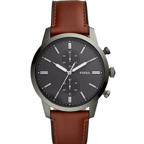 Fossil Townsman Grey Dial & Brown Leather Strap Watch for Men