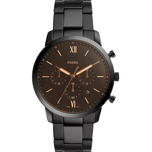 Fossil Neutra Men's Black Dial Gold & Black Chain Watch