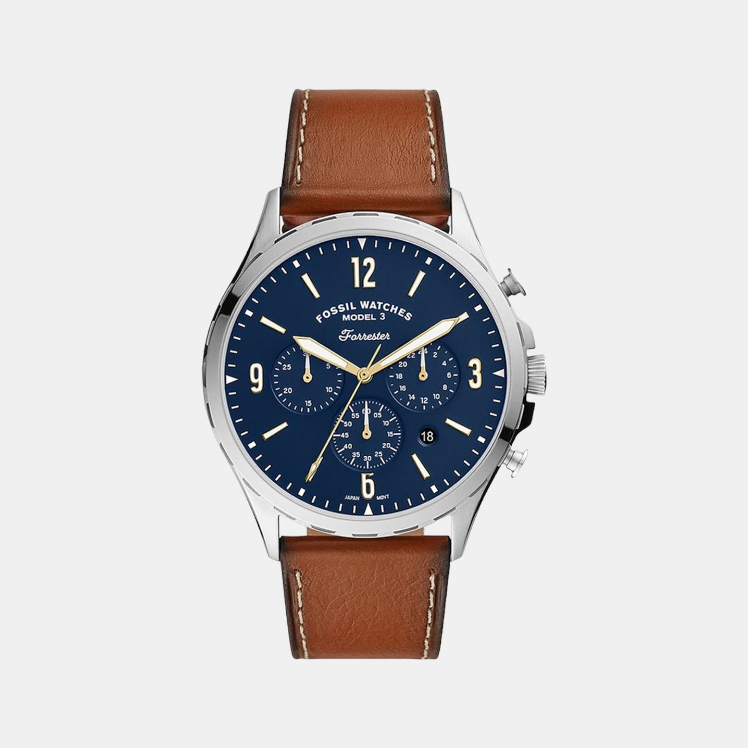 Forrester Men Quartz Blue Dial Chronograph Leather Watch FS5607