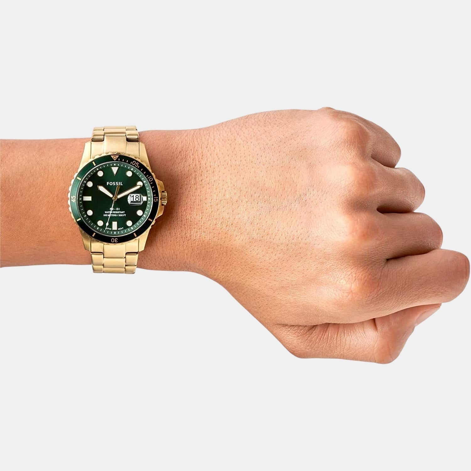 Fb-01 Men Quartz Green Dial Analog Stainless Steel Watch FS5658