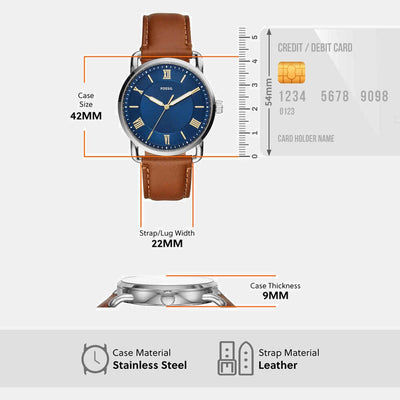 Copeland Men Quartz Blue Dial Analog Leather Watch FS5661