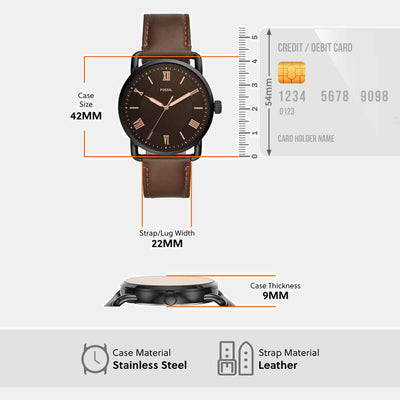 Copeland Men Quartz Brown Dial Analog Leather Watch FS5666