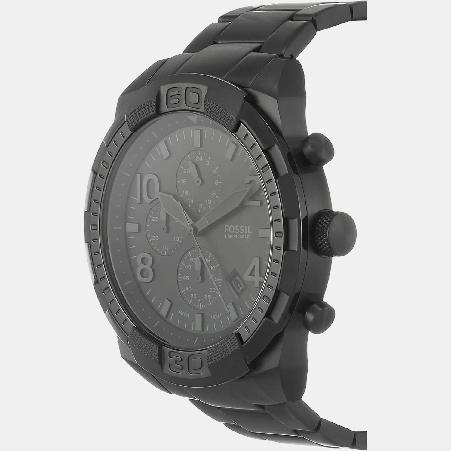Bronson Men Quartz Black Dial Chronograph Stainless Steel Watch FS5712
