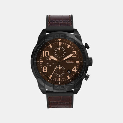 Bronson Men Quartz Black Dial Chronograph Leather Watch FS5713