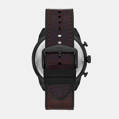Bronson Men Quartz Black Dial Chronograph Leather Watch FS5713