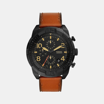 Bronson Men Quartz Black Dial Chronograph Leather Watch FS5714