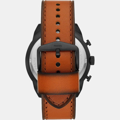 Bronson Men Quartz Black Dial Chronograph Leather Watch FS5714