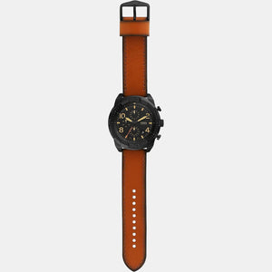 Bronson Men Quartz Black Dial Chronograph Leather Watch FS5714