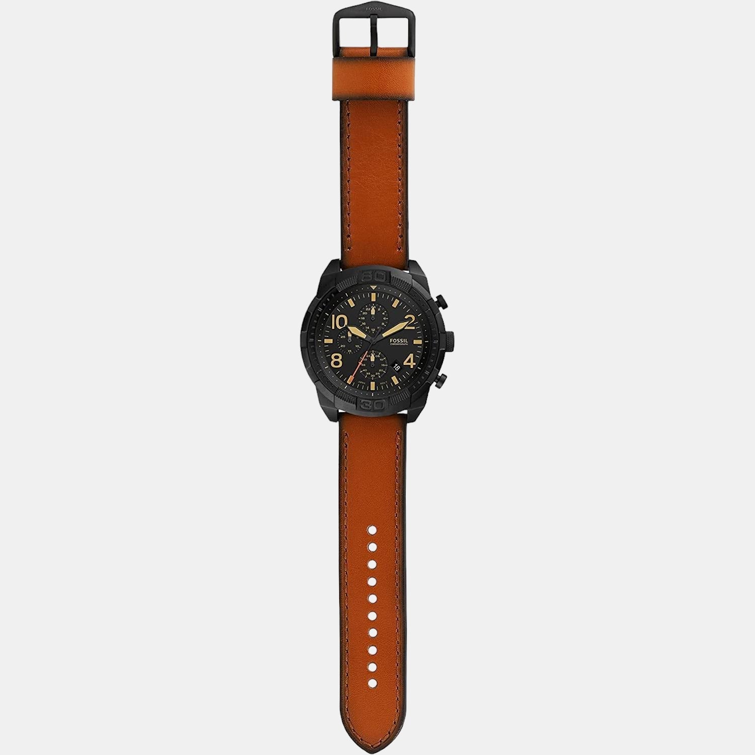 Bronson Men Quartz Black Dial Chronograph Leather Watch FS5714