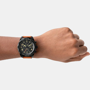 Bronson Men Quartz Black Dial Chronograph Leather Watch FS5714