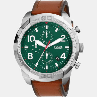 Bronson Men Quartz Green Dial Chronograph Leather Watch FS5738