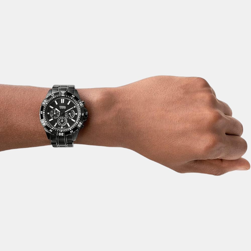 Garrett Men Quartz Black Dial Chronograph Stainless Steel Watch FS5773