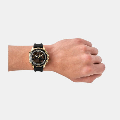 Garrett Men Quartz Black Dial Analog-Digital Silicone Watch FS5781