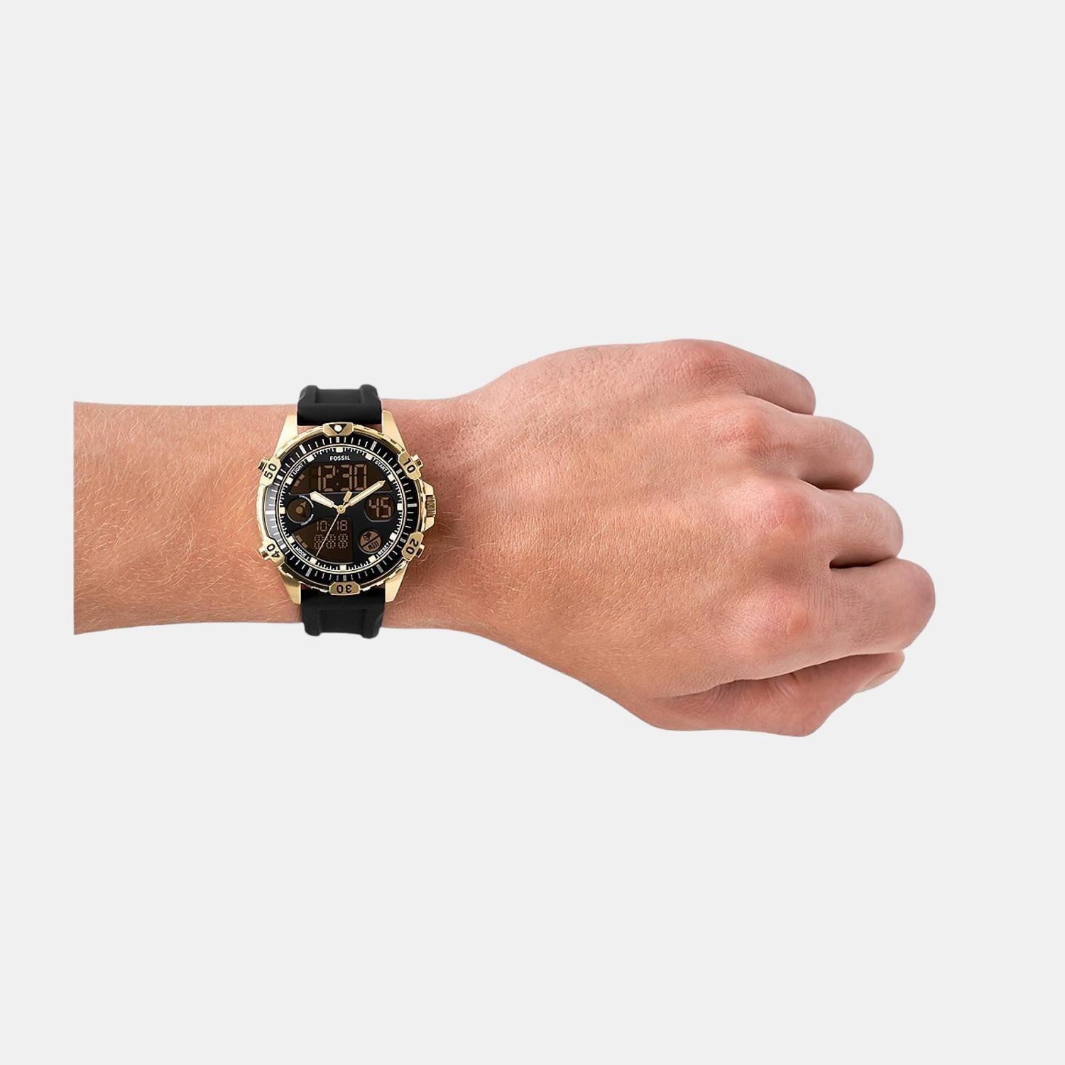 Garrett Men Quartz Black Dial Analog-Digital Silicone Watch FS5781