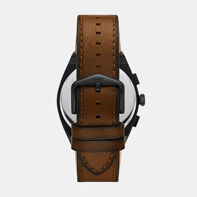 Everett Men Quartz Black Dial Chronograph Leather Watch FS5798