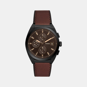 Everett Men Quartz Black Dial Chronograph Leather Watch FS5798