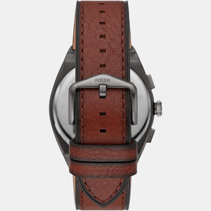 Everett Men Quartz Grey Dial Chronograph Leather Watch FS5799