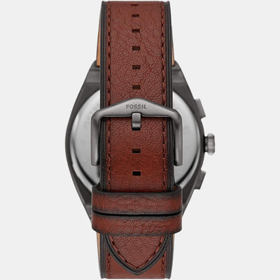 Everett Men Quartz Grey Dial Chronograph Leather Watch FS5799