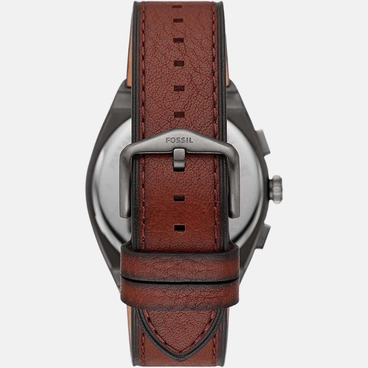 Everett Men Quartz Grey Dial Chronograph Leather Watch FS5799