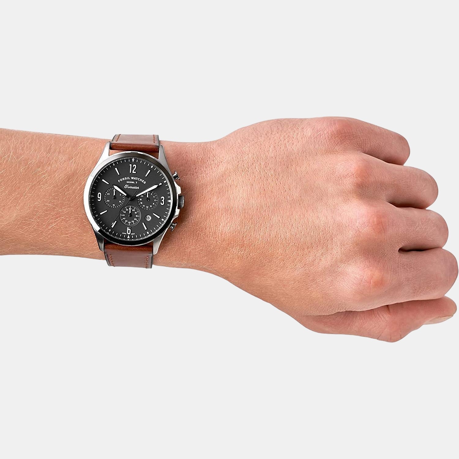 Forrester Men Quartz Grey Dial Chronograph Leather Watch FS5815