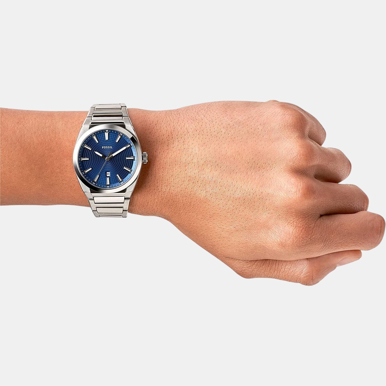 Everett Men Quartz Blue Dial Analog Stainless Steel Watch FS5822
