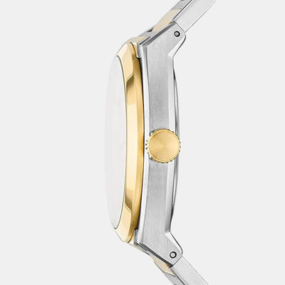 Everett Men Quartz Cream Dial Analog Stainless Steel Watch FS5823