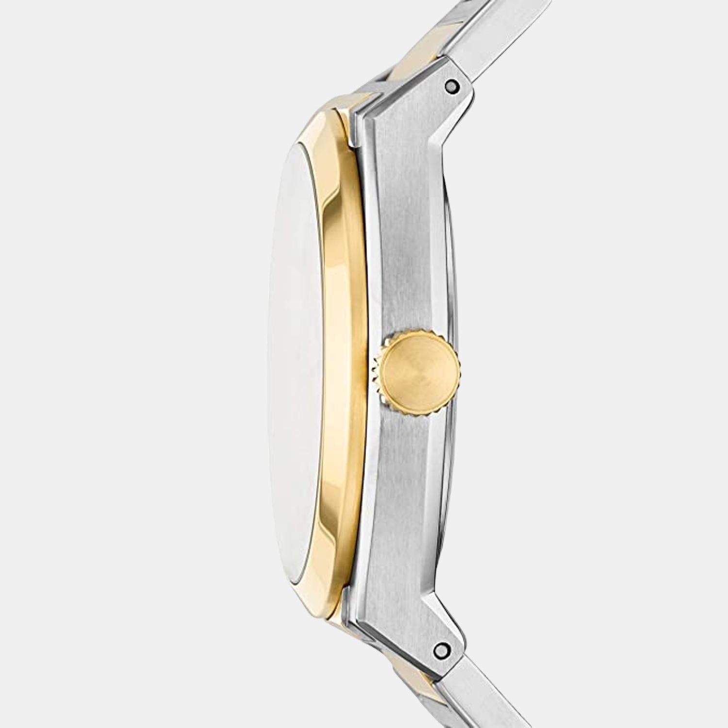 Everett Men Quartz Cream Dial Analog Stainless Steel Watch FS5823