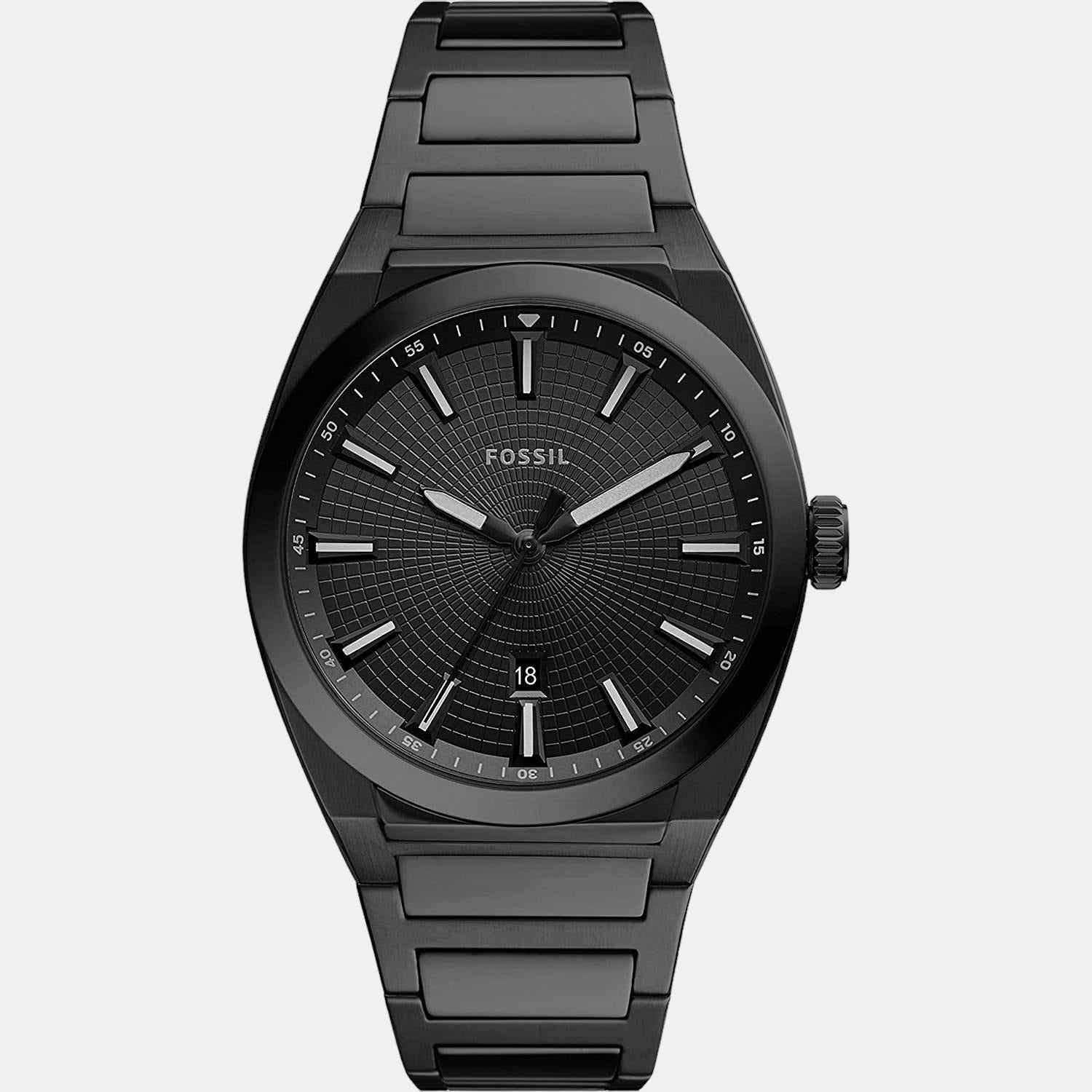 Everett Men Quartz Black Dial Analog Stainless Steel Watch FS5824