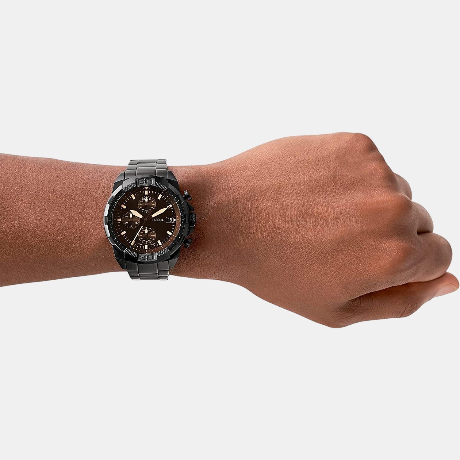 Bronson Men Quartz Black Dial Chronograph Stainless Steel Watch FS5851