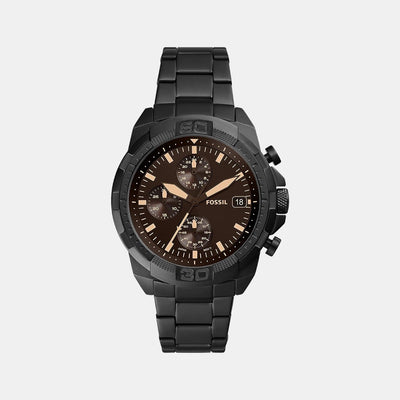 Bronson Men Quartz Black Dial Chronograph Stainless Steel Watch FS5851