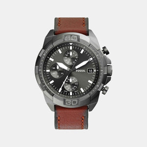 Bronson Men Quartz Grey Dial Chronograph Leather Watch FS5855