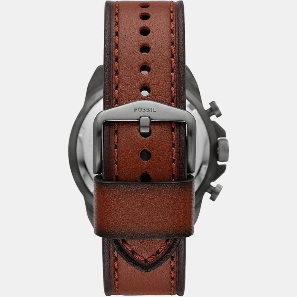 Bronson Men Quartz Grey Dial Chronograph Leather Watch FS5855