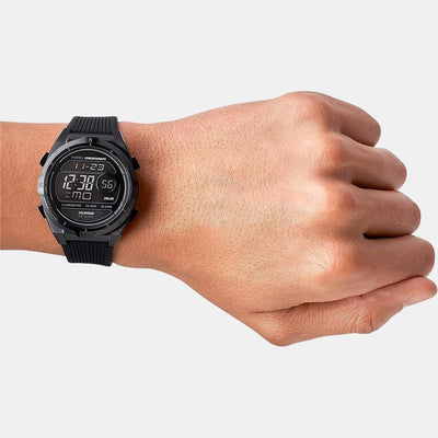 Everett Men Automatic Black Dial Digital Silicone Watch FS5859