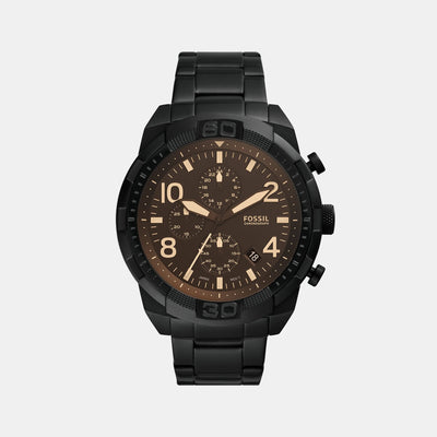 Bronson Men Quartz Black Dial Chronograph Stainless Steel Watch FS5876