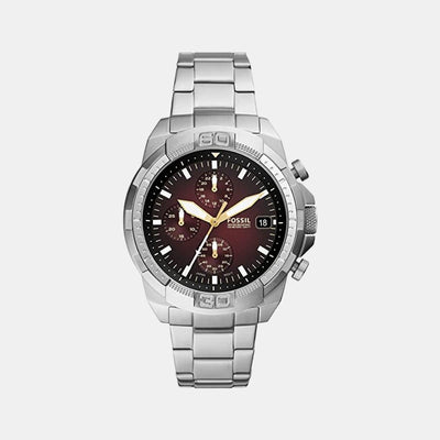 Bronson Men Quartz Red Dial Chronograph Stainless Steel Watch FS5878