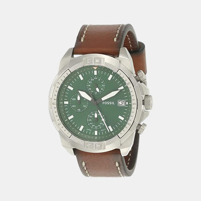 Bronson Men Quartz Green Dial Chronograph Leather Watch FS5898