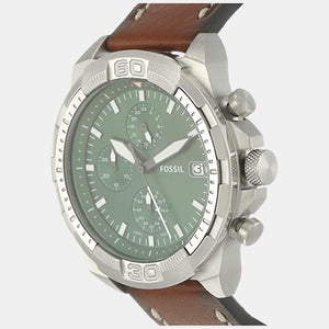 Bronson Men Quartz Green Dial Chronograph Leather Watch FS5898