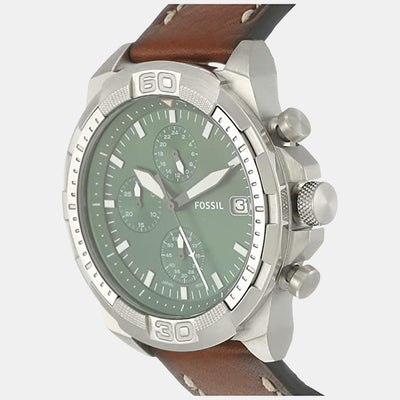 Bronson Men Quartz Green Dial Chronograph Leather Watch FS5898