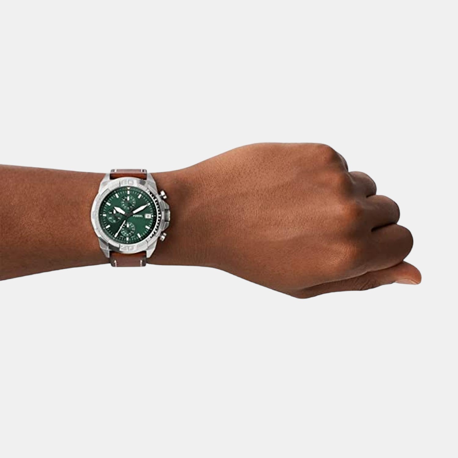 Bronson Men Quartz Green Dial Chronograph Leather Watch FS5898