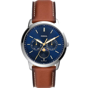 Fossil Neutra Blue Dial & Brown Strap 42 MM Watch for Men