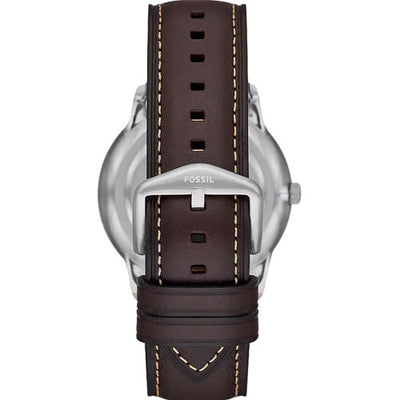 Fossil Neutra Silver Dial & Brown Strap 44 MM Watch for Men