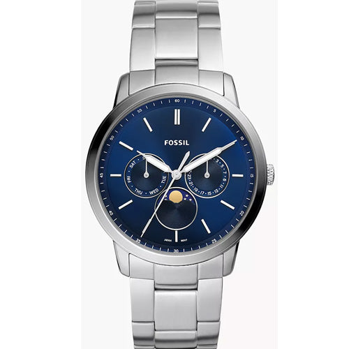 Fossil Neutra Blue Dial & Silver Chain Watch for Men