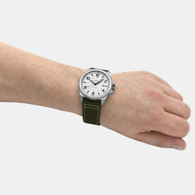 Bronson Men Quartz Silver Dial Analog Nylon Watch FS5918